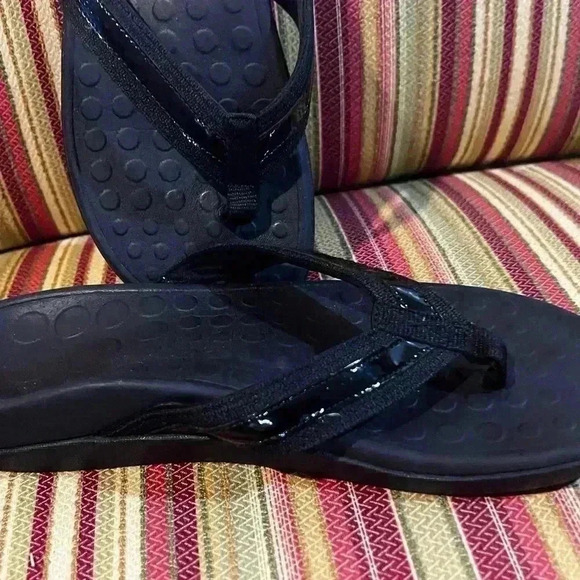 WOMENS ORTHAHEEL BLACK PATENT FLIP FLOP - Picture 3 of 13